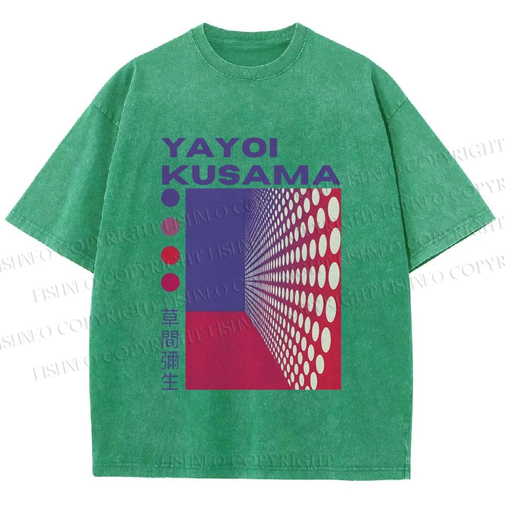 Unisex Yayoi Kusama Pink Wall With Dots Printed Washed Tee