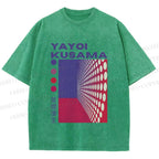 Unisex Yayoi Kusama Pink Wall With Dots Printed Washed Tee