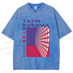Unisex Yayoi Kusama Pink Wall With Dots Printed Washed Tee