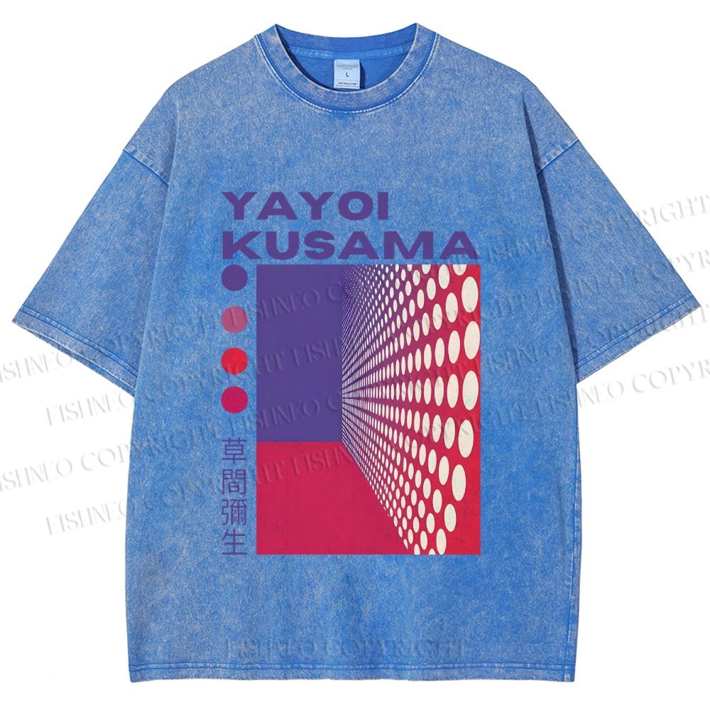 Unisex Yayoi Kusama Pink Wall With Dots Printed Washed Tee