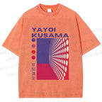 Unisex Yayoi Kusama Pink Wall With Dots Printed Washed Tee