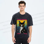 Unisex  Kusama Cat Printed Washed Tee