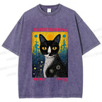 Unisex  Kusama Cat Printed Washed Tee