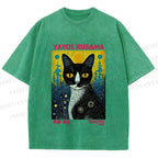 Unisex  Kusama Cat Printed Washed Tee