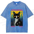Unisex  Kusama Cat Printed Washed Tee