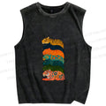 Unisex Floral Tiger Stack Printed Washed Tank Top