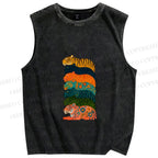 Unisex Floral Tiger Stack Printed Washed Tank Top