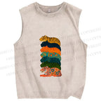 Unisex Floral Tiger Stack Printed Washed Tank Top