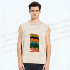Unisex Floral Tiger Stack Printed Washed Tank Top