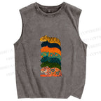 Unisex Floral Tiger Stack Printed Washed Tank Top