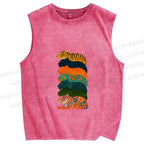 Unisex Floral Tiger Stack Printed Washed Tank Top