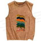 Unisex Floral Tiger Stack Printed Washed Tank Top