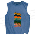 Unisex Floral Tiger Stack Printed Washed Tank Top
