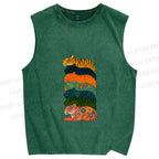 Unisex Floral Tiger Stack Printed Washed Tank Top