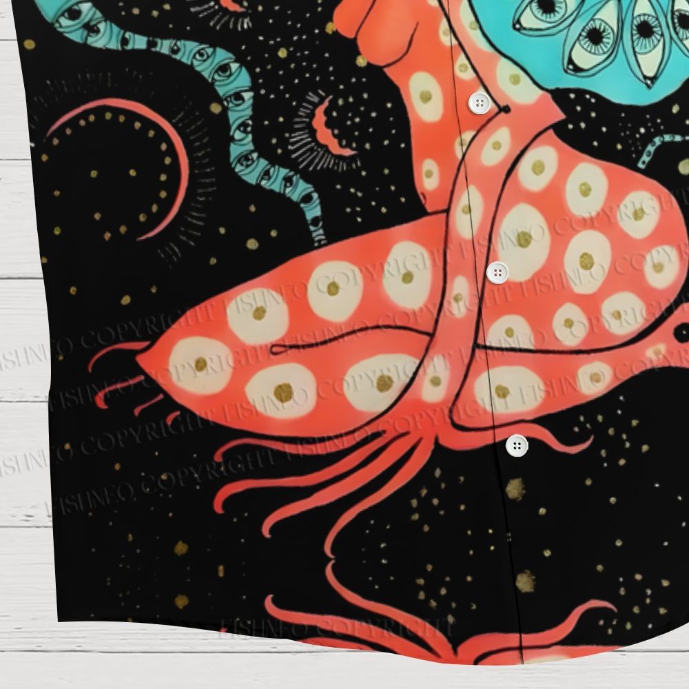 Female Demon Covered In Eyes Printed Hawaiian Shirt