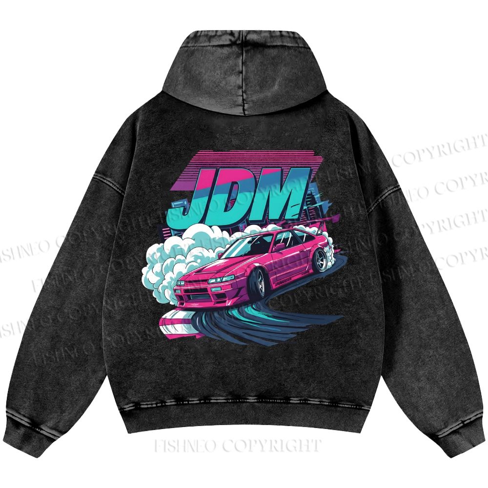 Unisex Casual JDM Legends Printed Double-sided Washed Hoodie