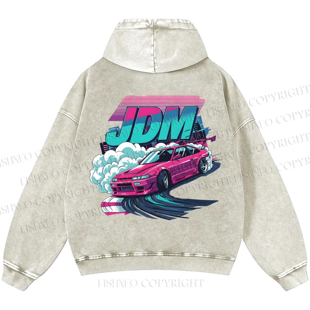 Unisex Casual JDM Legends Printed Double-sided Washed Hoodie