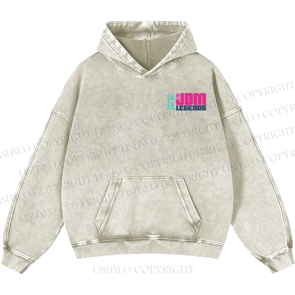 Unisex Casual JDM Legends Printed Double-sided Washed Hoodie