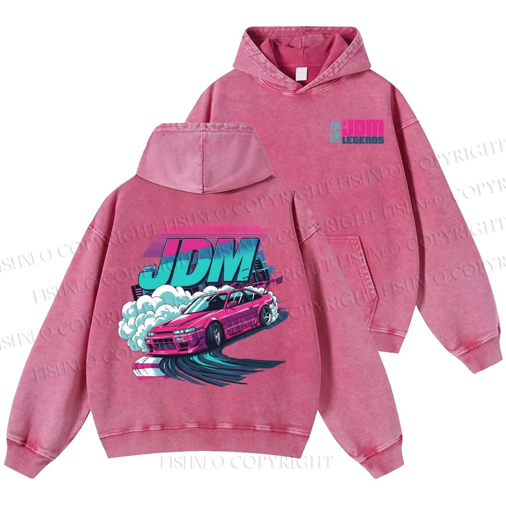 Unisex Casual JDM Legends Printed Double-sided Washed Hoodie