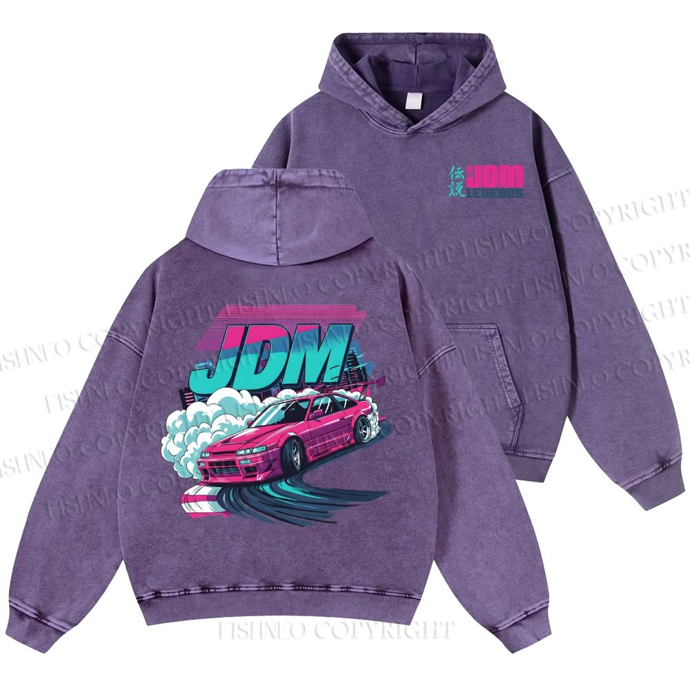 Unisex Casual JDM Legends Printed Double-sided Washed Hoodie
