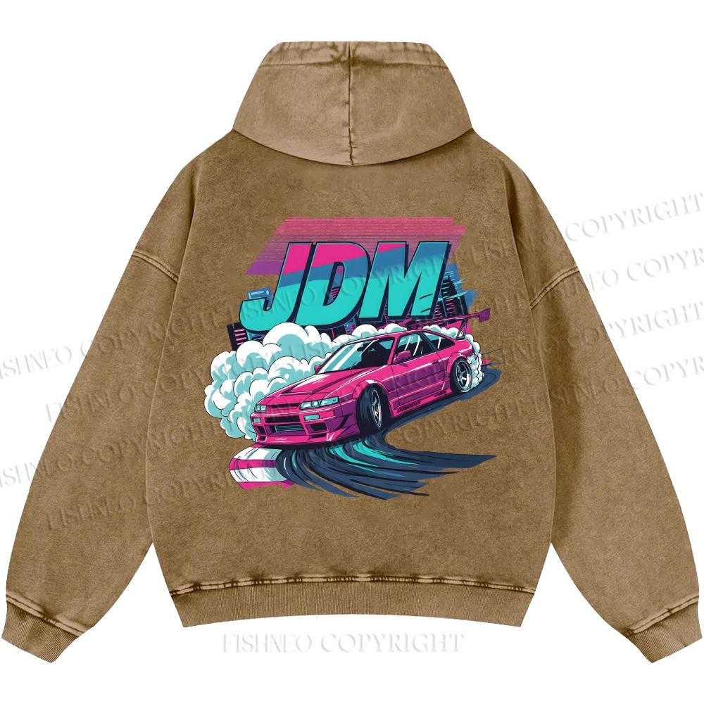 Unisex Casual JDM Legends Printed Double-sided Washed Hoodie