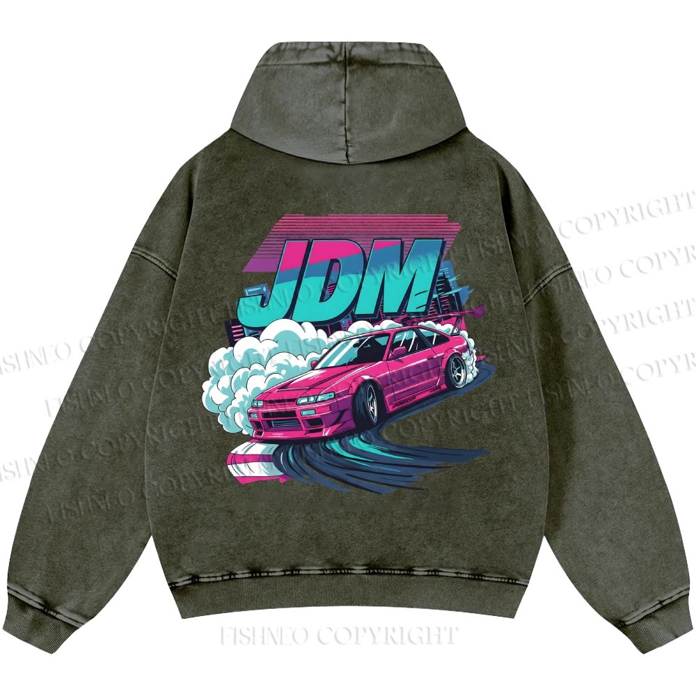 Unisex Casual JDM Legends Printed Double-sided Washed Hoodie