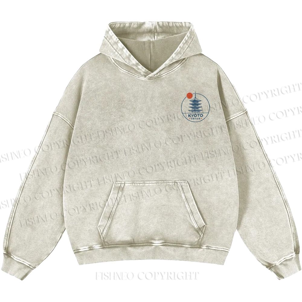 Unisex Casual Kyoto Printed Printed Double-sided Washed Hoodie