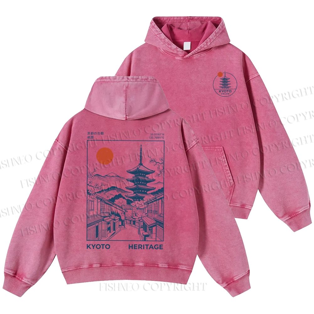 Unisex Casual Kyoto Printed Printed Double-sided Washed Hoodie