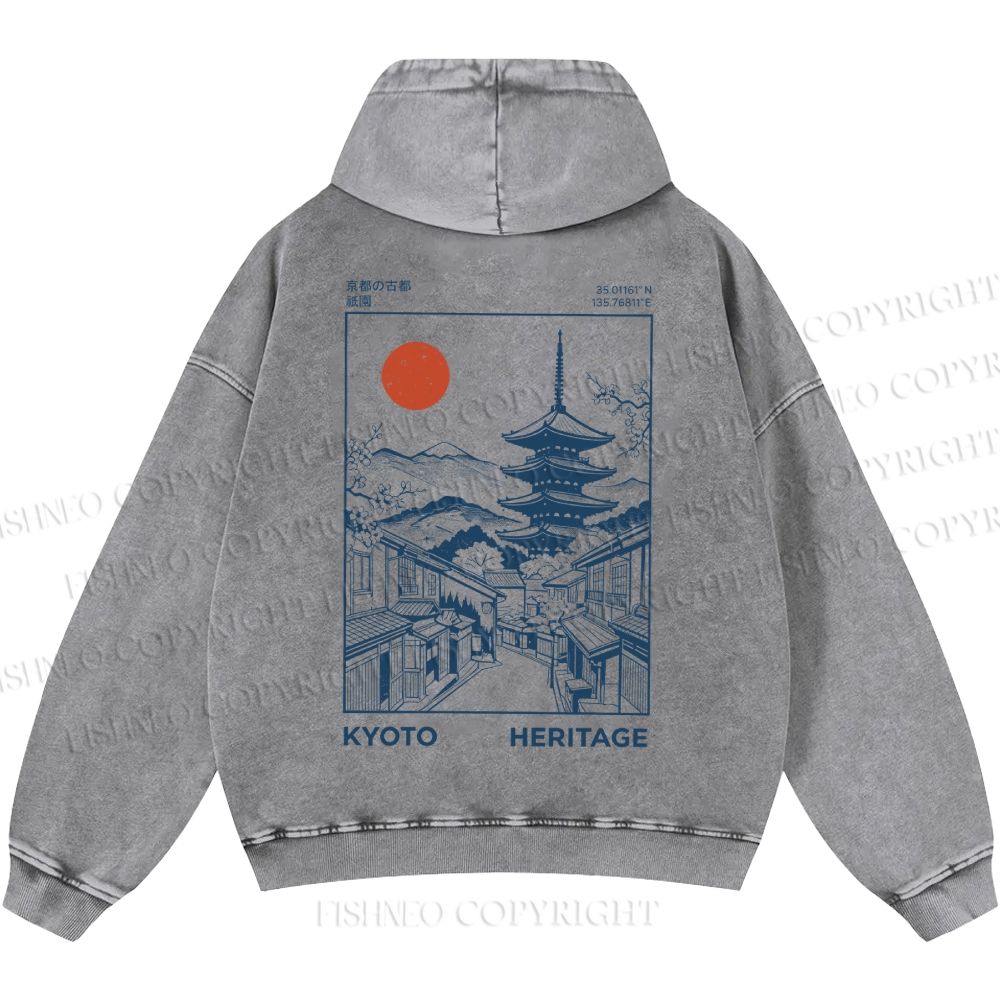 Unisex Casual Kyoto Printed Printed Double-sided Washed Hoodie