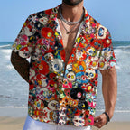 Takashi Murakami Flowers & Skulls Hawaiian Shirt