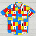 Mondrian Cat Printed Hawaiian Shirt