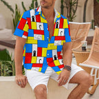 Mondrian Cat Printed Hawaiian Shirt