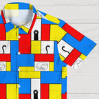 Mondrian Cat Printed Hawaiian Shirt