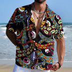 Multicolored-eyed Octopus Printed Hawaiian Shirt