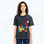 Unisex Bauhaus Cat Printed Washed Tee