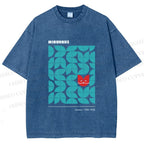 Unisex Bauhaus Cat Printed Washed Tee