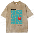 Unisex Bauhaus Cat Printed Washed Tee