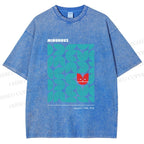 Unisex Bauhaus Cat Printed Washed Tee