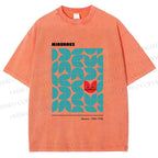 Unisex Bauhaus Cat Printed Washed Tee