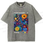 Unisex Yayoi Kusama Flower Printed Washed Tee