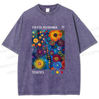 Unisex Yayoi Kusama Flower Printed Washed Tee