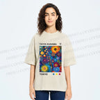 Unisex Yayoi Kusama Flower Printed Washed Tee