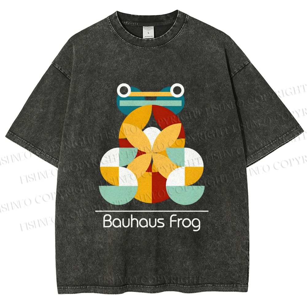 Unisex Bauhaus Frog Printed Washed Tee