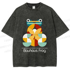 Unisex Bauhaus Frog Printed Washed Tee