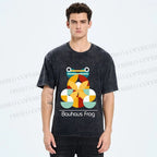 Unisex Bauhaus Frog Printed Washed Tee