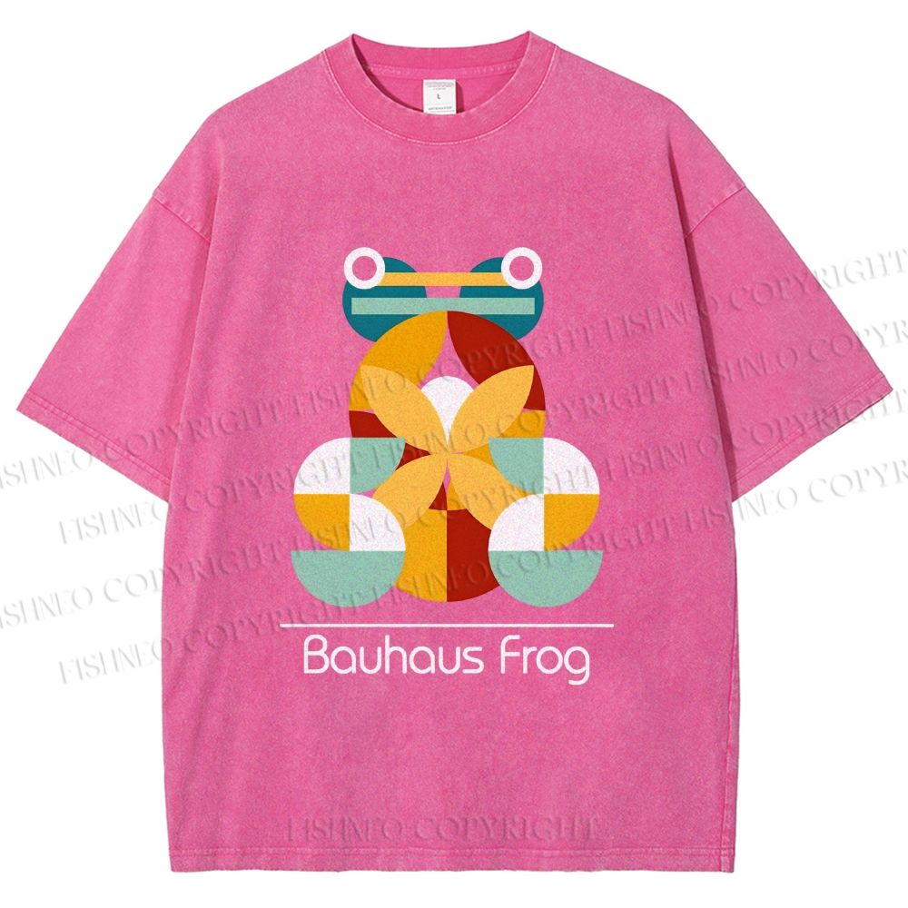 Unisex Bauhaus Frog Printed Washed Tee