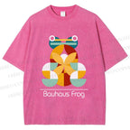 Unisex Bauhaus Frog Printed Washed Tee