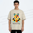Unisex Bauhaus Frog Printed Washed Tee