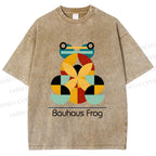 Unisex Bauhaus Frog Printed Washed Tee
