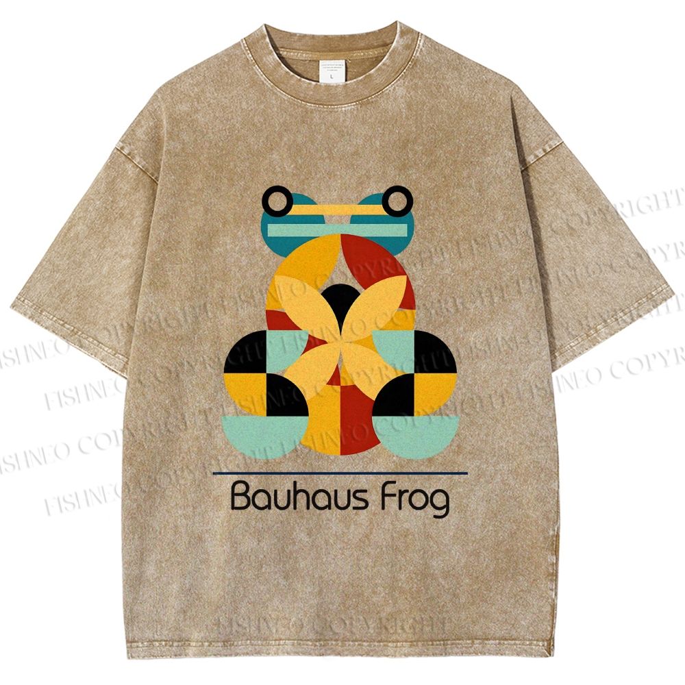 Unisex Bauhaus Frog Printed Washed Tee